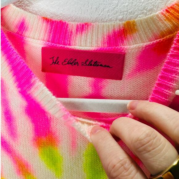 NWT The Elder Statesman Cashmere Spiral Tranquility Crew Sweater  L - Picture 9 of 16